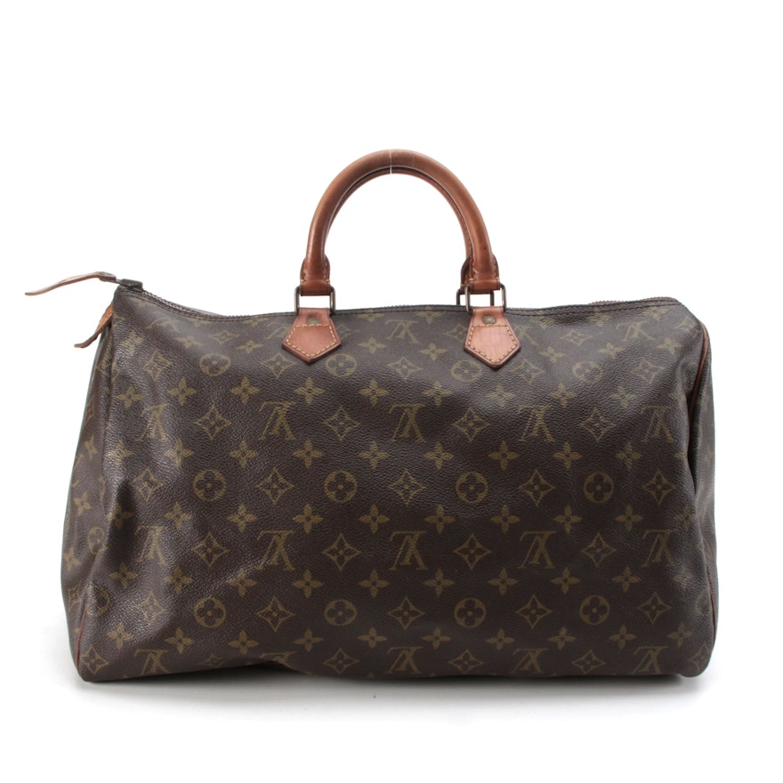 Louis Vuitton Speedy 40 Bag in Monogram Canvas with Leather Trim