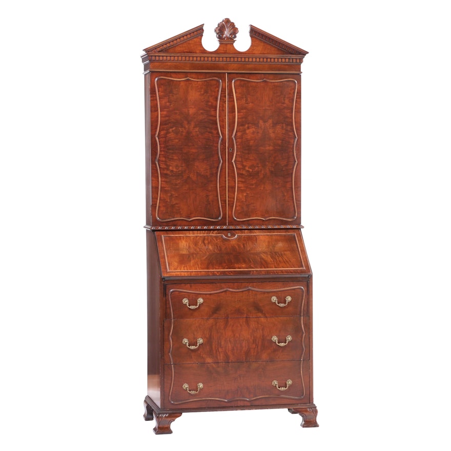 Federal Style Mahogany Secretary Bookcase, Late 20th Century