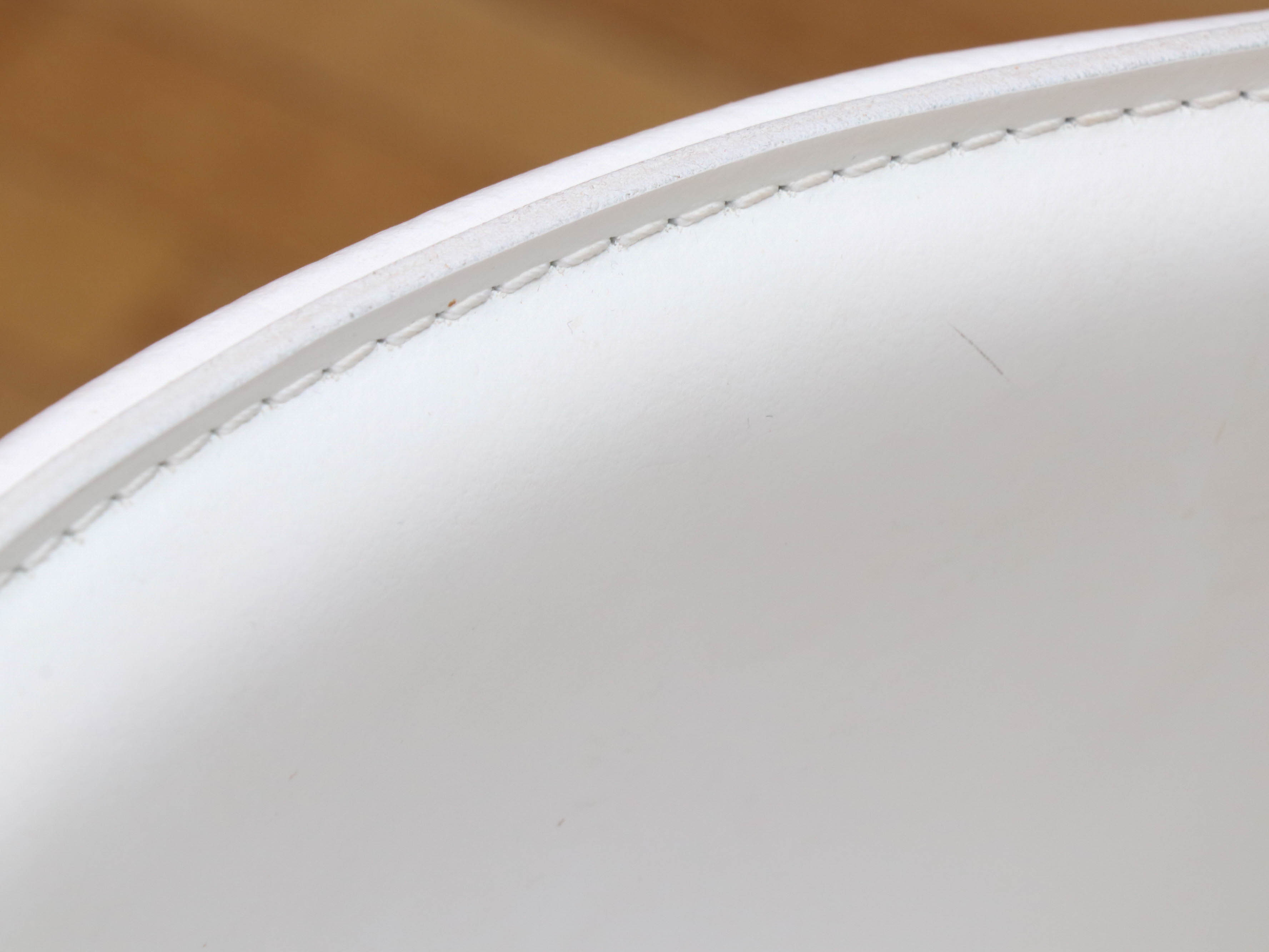 Modernist Style White Leather and Chrome Swivel Bar Chairs