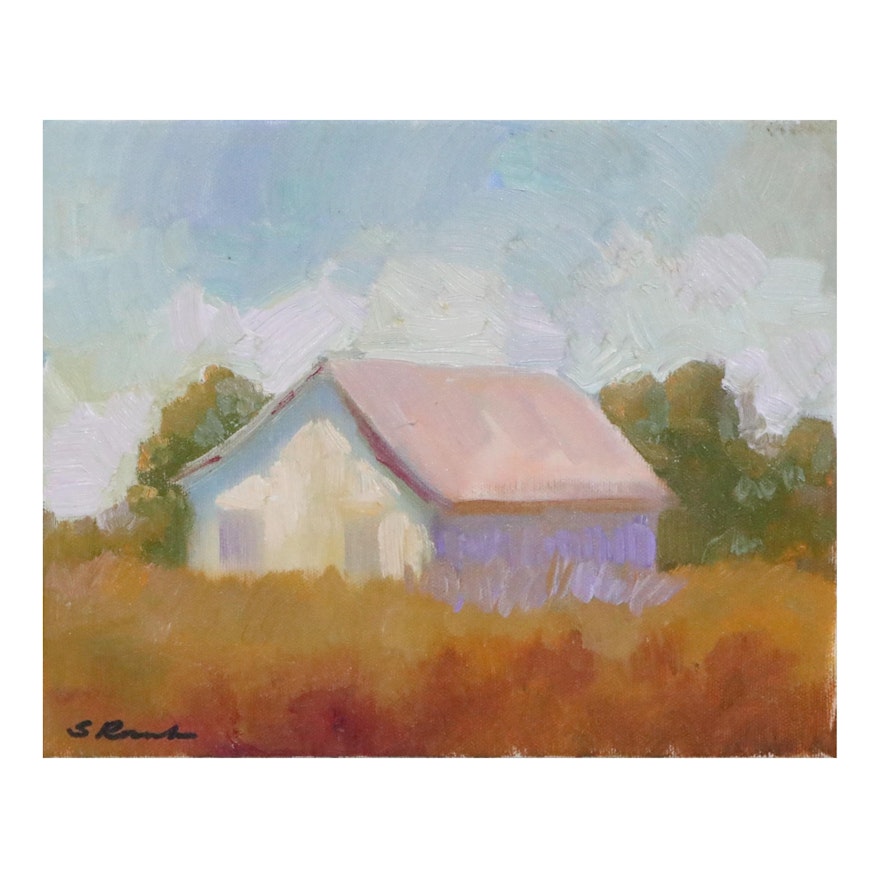 Sally Rosenbaum Farmhouse Oil Painting, 21st century