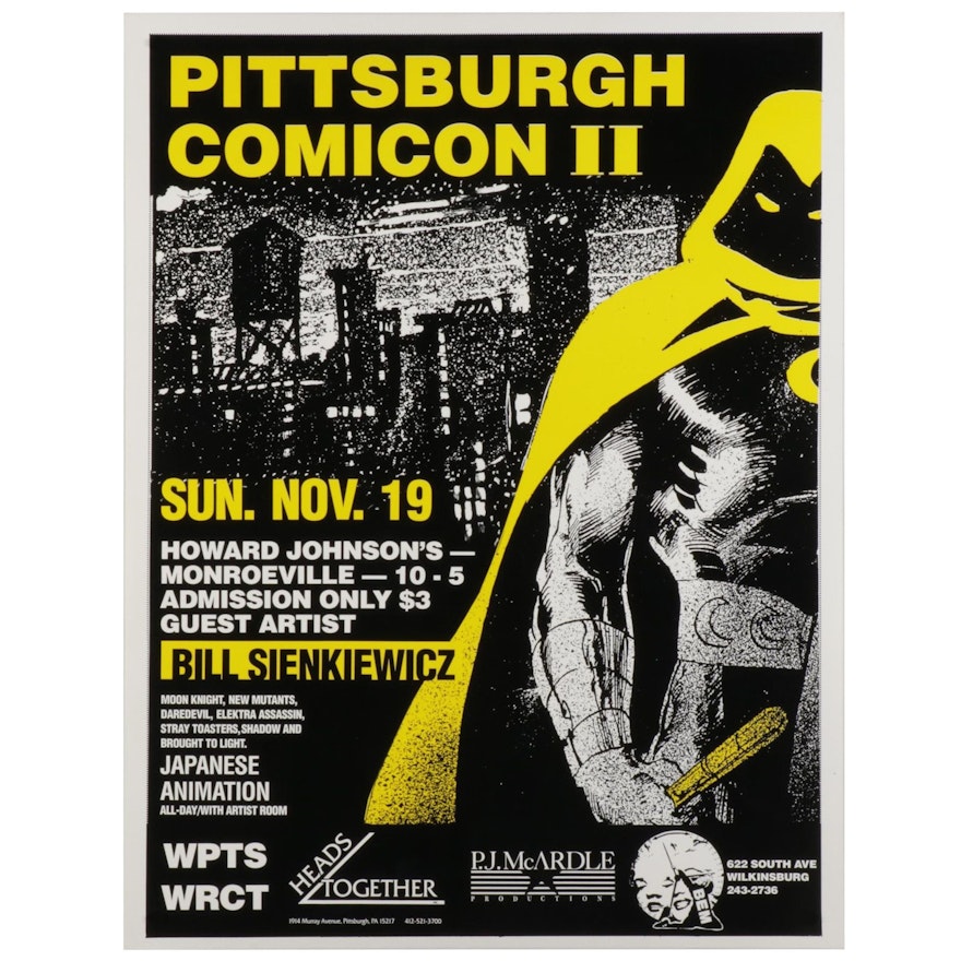 Pittsburgh Comicon II Poster Featuring Guest Artist Bill Sienkiewicz, 1989
