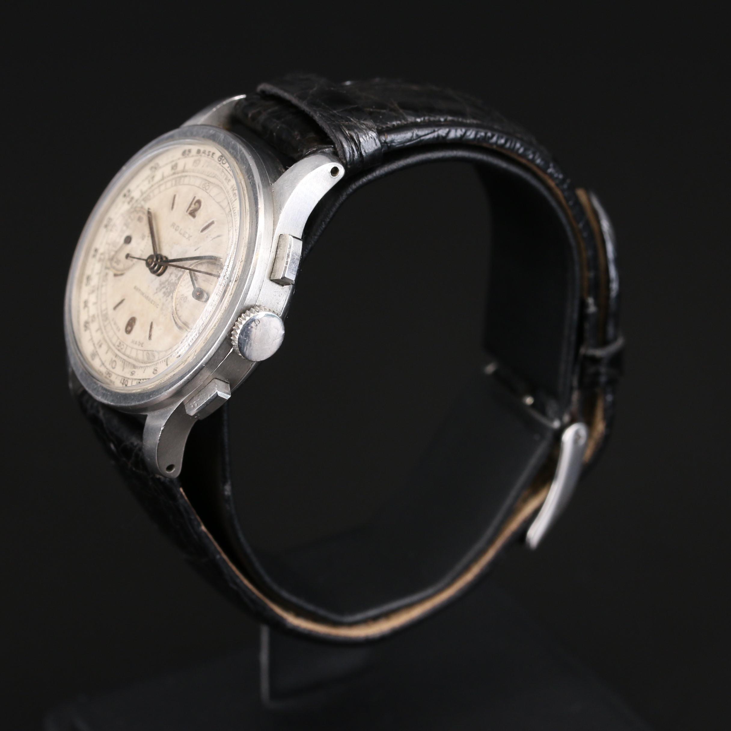 1938 Rolex 2811 Chronograph Stainless Steel Stem Wind Watch