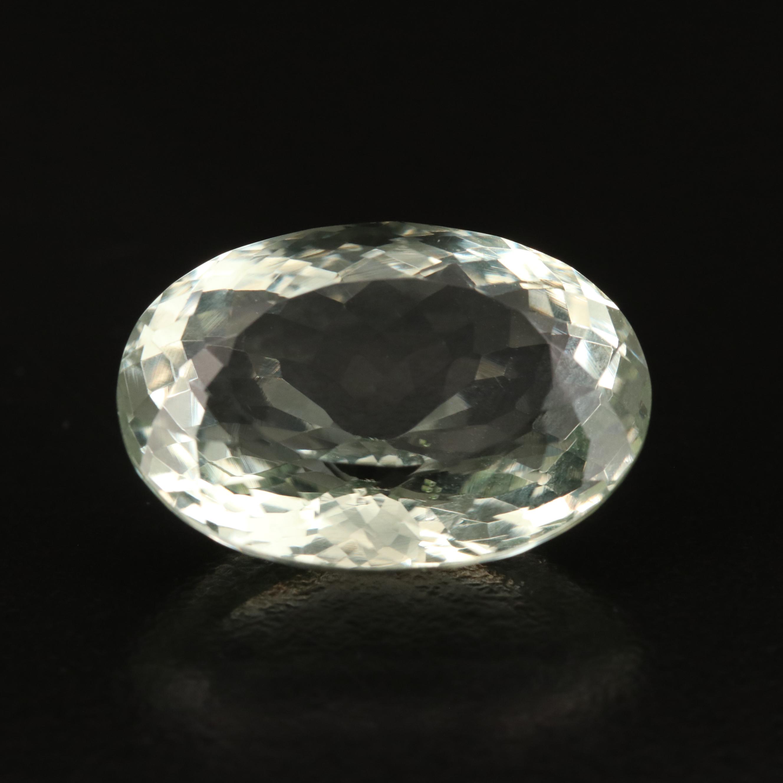 Loose 18.41 CT Oval Faceted Prasiolite