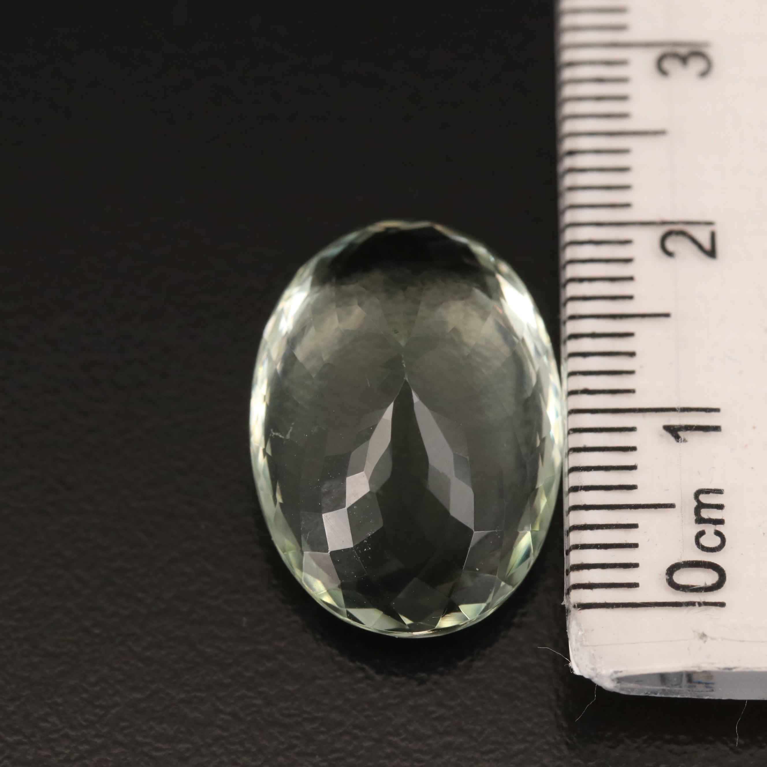 Loose 18.41 CT Oval Faceted Prasiolite