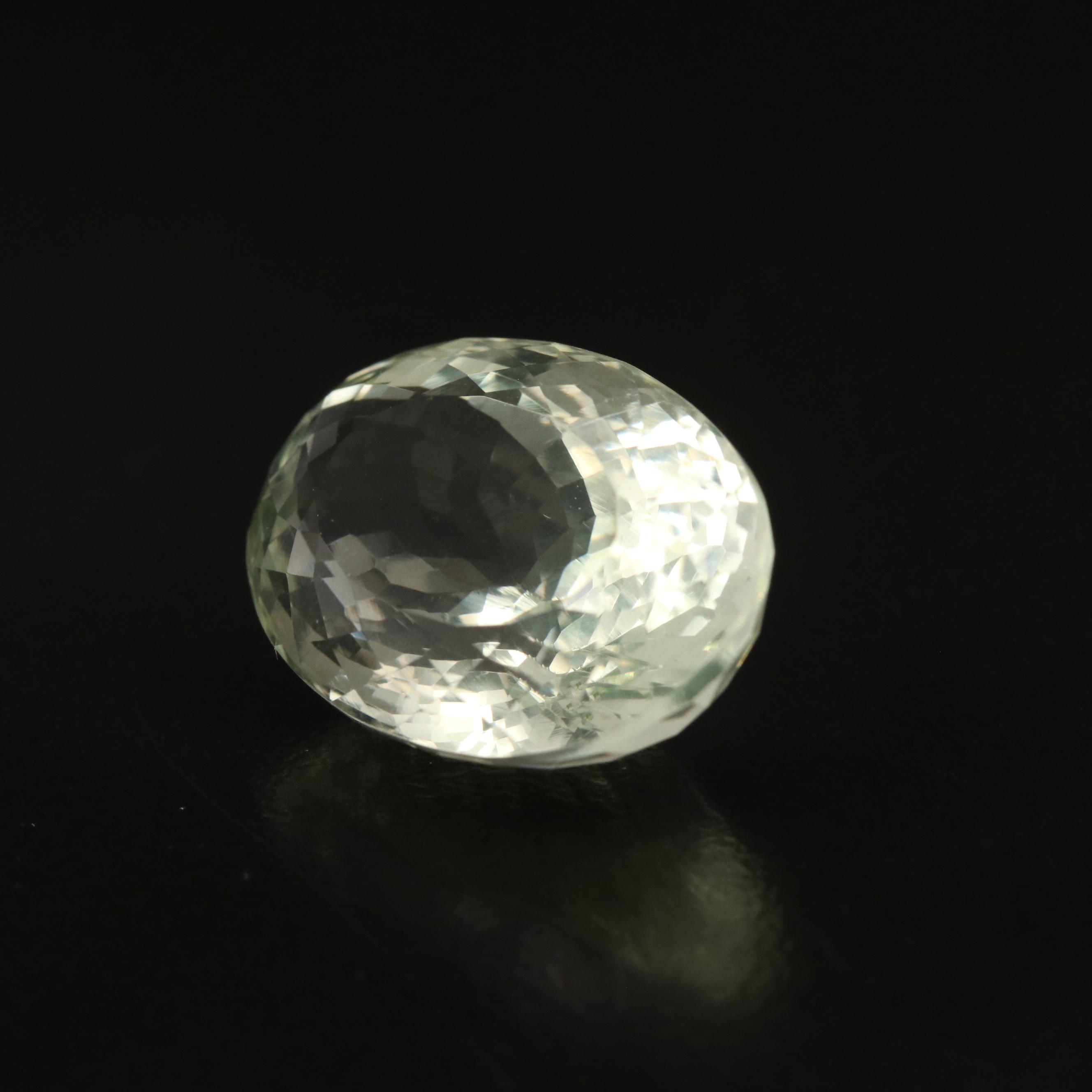 Loose 18.41 CT Oval Faceted Prasiolite