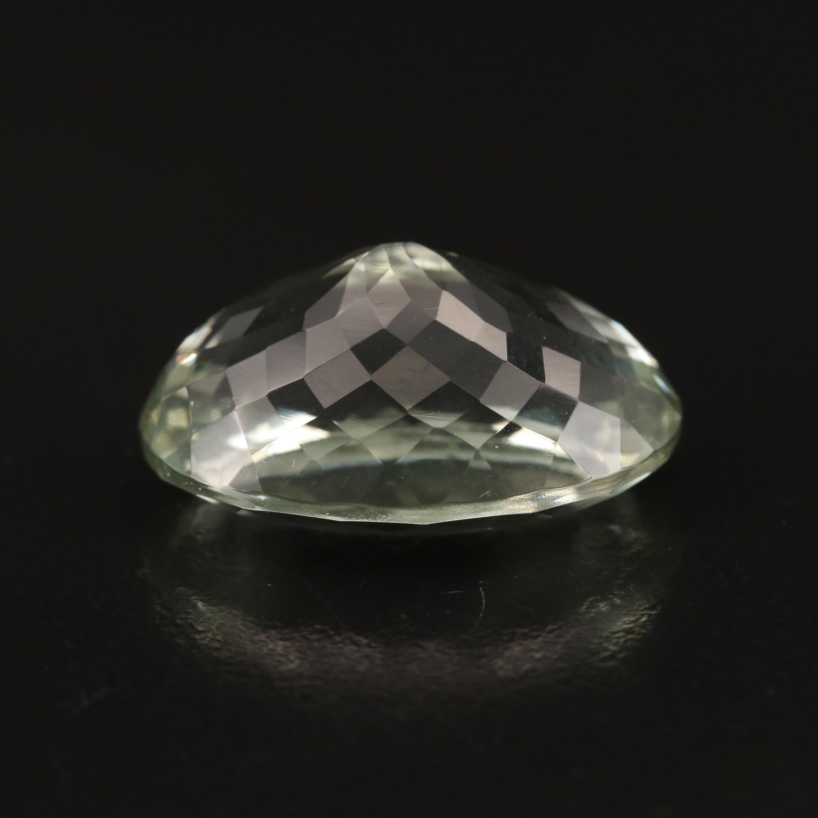 Loose 18.41 CT Oval Faceted Prasiolite