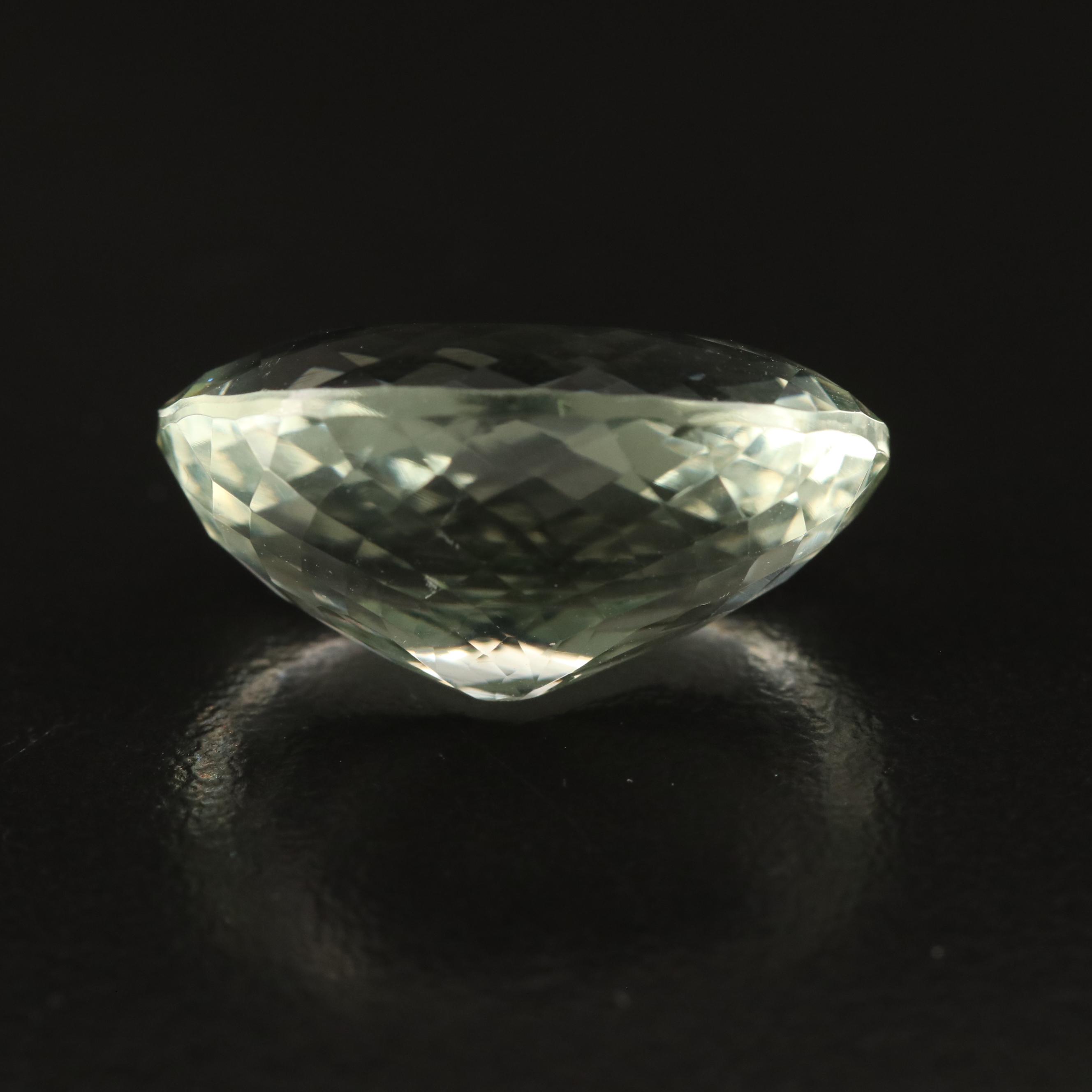 Loose 18.41 CT Oval Faceted Prasiolite