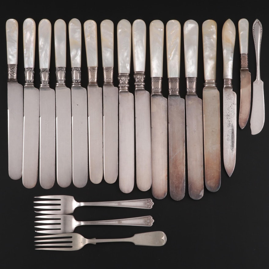 Landers, Frary & Clark Mother-of-Pearl Handled Knives with Other Utensils