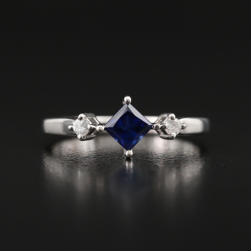 10K Sapphire and Cubic Zirconia Ring