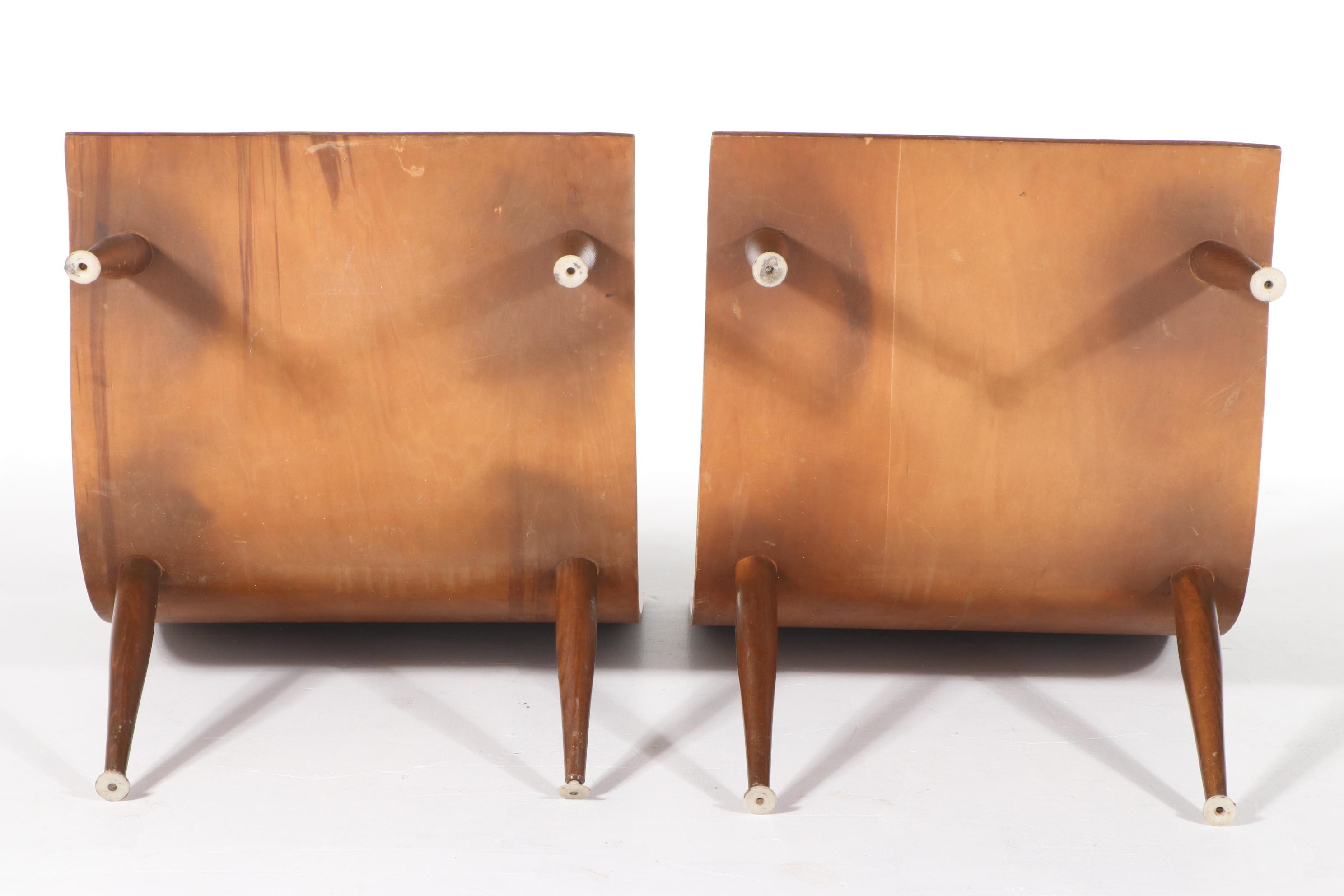 Pair of Carter Brothers Mid Century Modern Bentwood and Vinyl Lounge Chairs