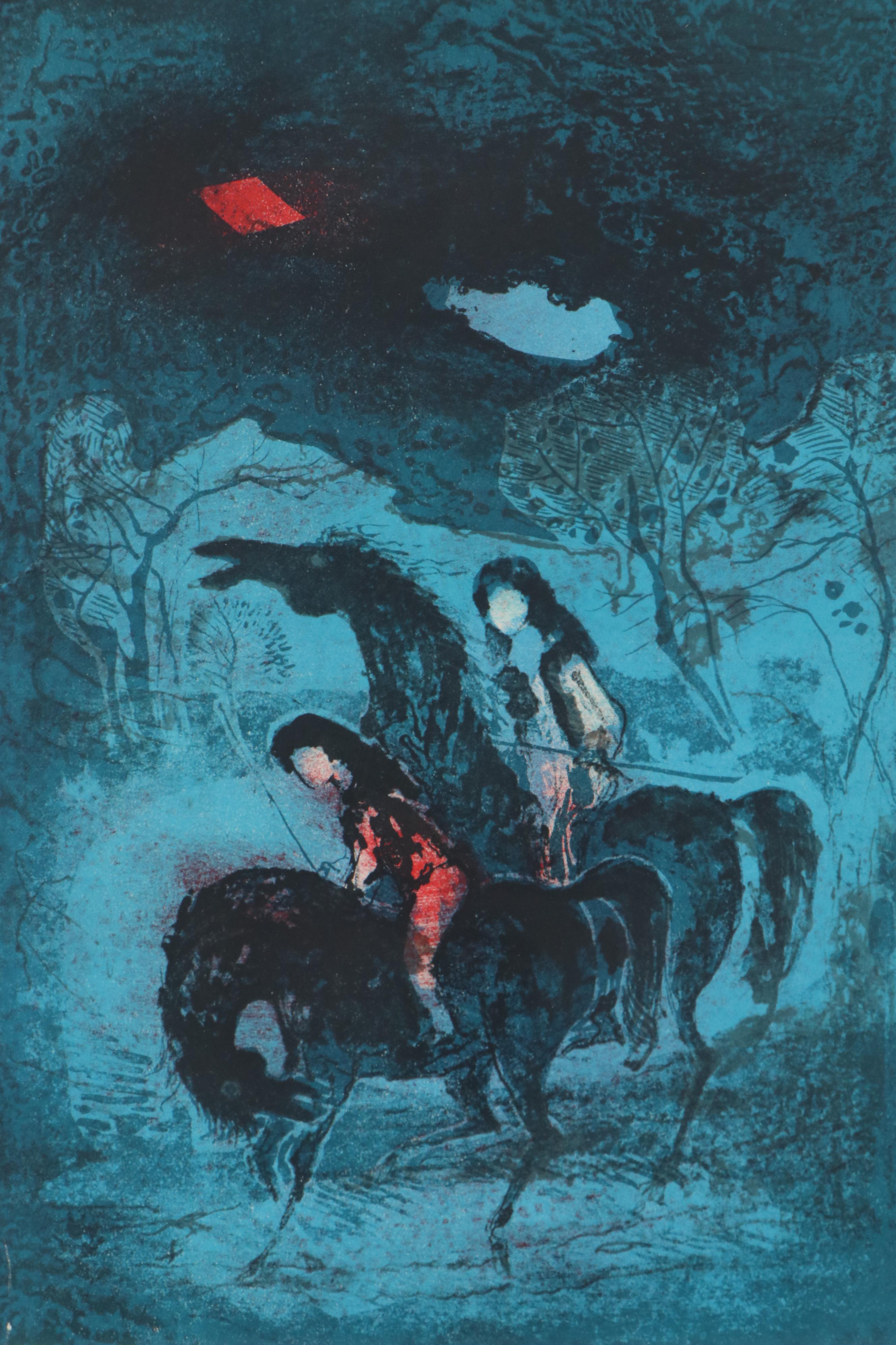 Hoi Lebadang Lithograph of Figures on Horseback