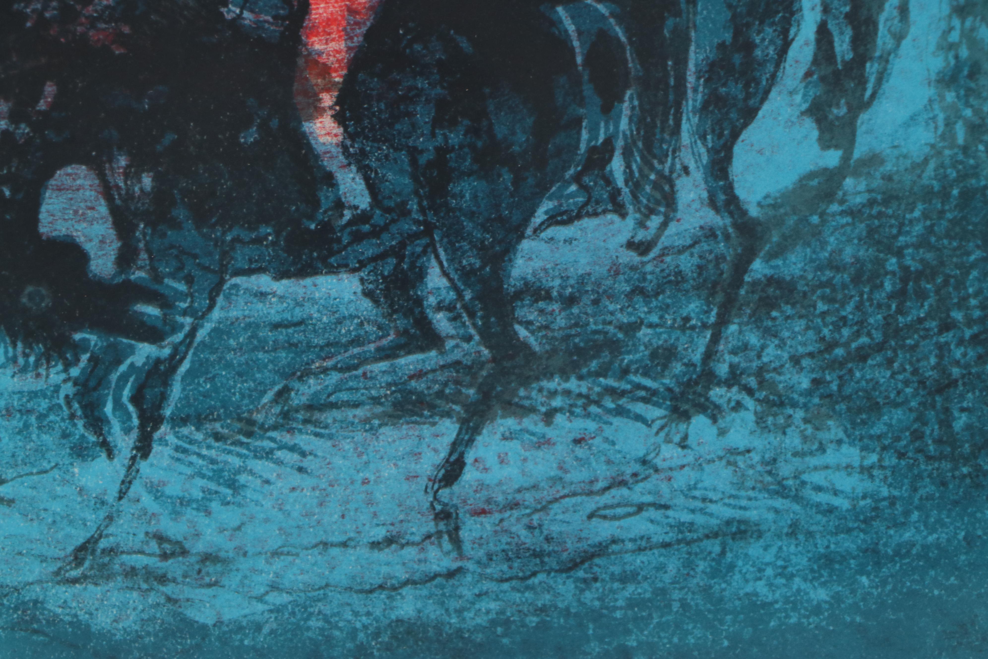 Hoi Lebadang Lithograph of Figures on Horseback