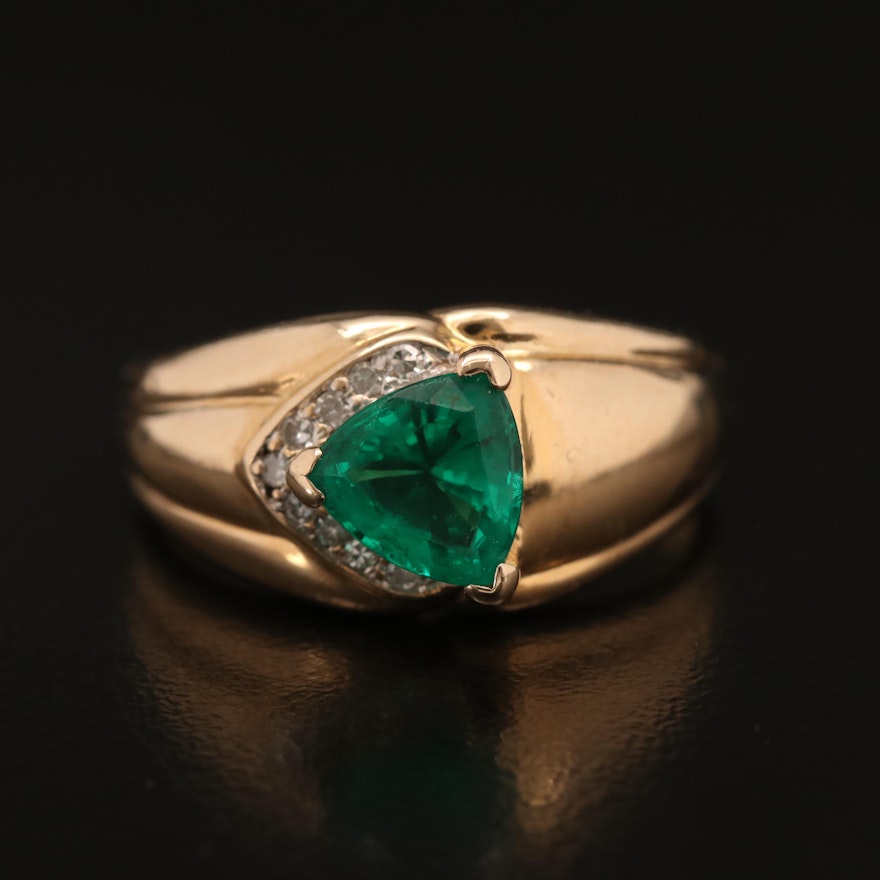 14K Emerald and Diamond Ring