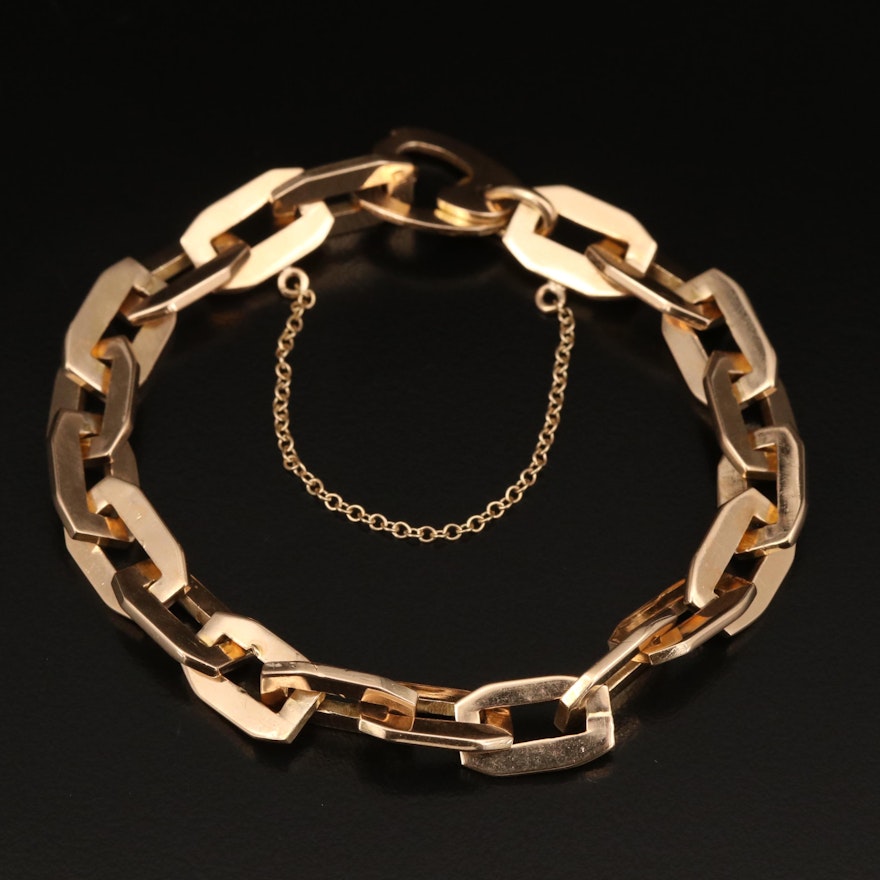 14K Rectangular Link Bracelet