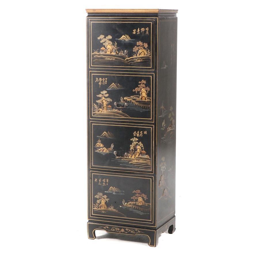 Home Decorators Collection Ebonized and Paint-Decorated Chest of Drawers