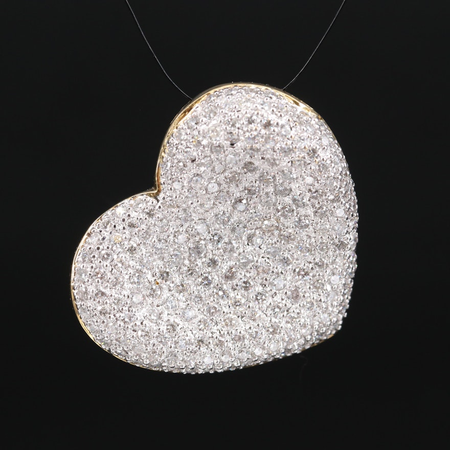 18K 4.03 CTW Pavé Diamond Heart Slide Pendant