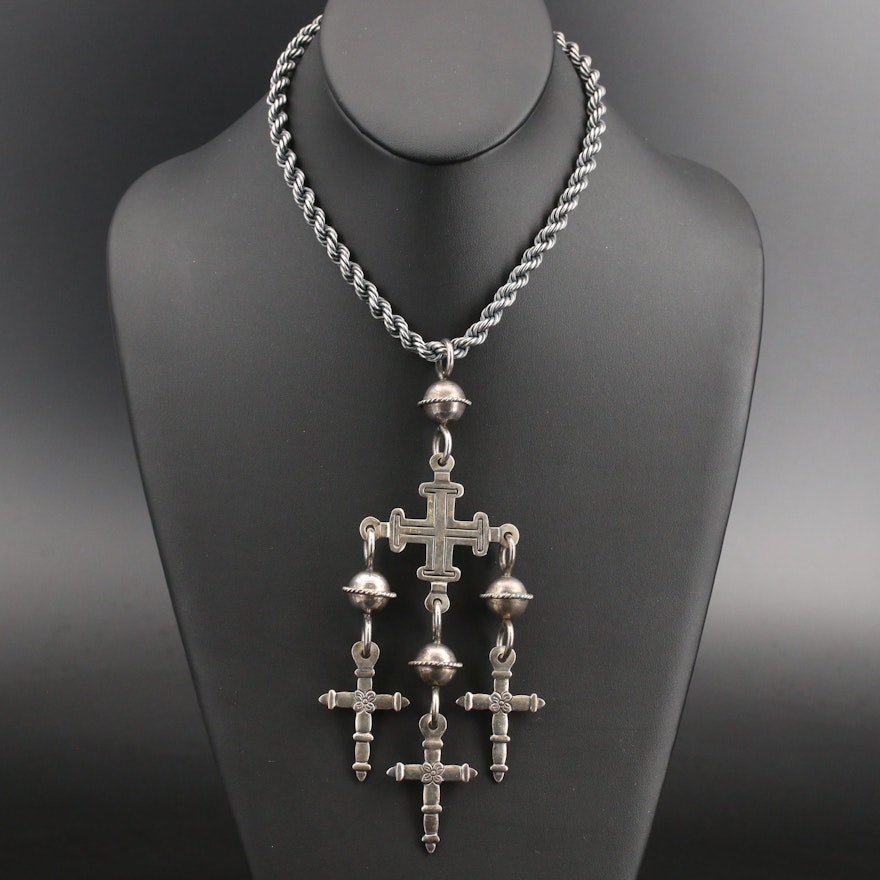 Sterling Jerusalem Cross Necklace