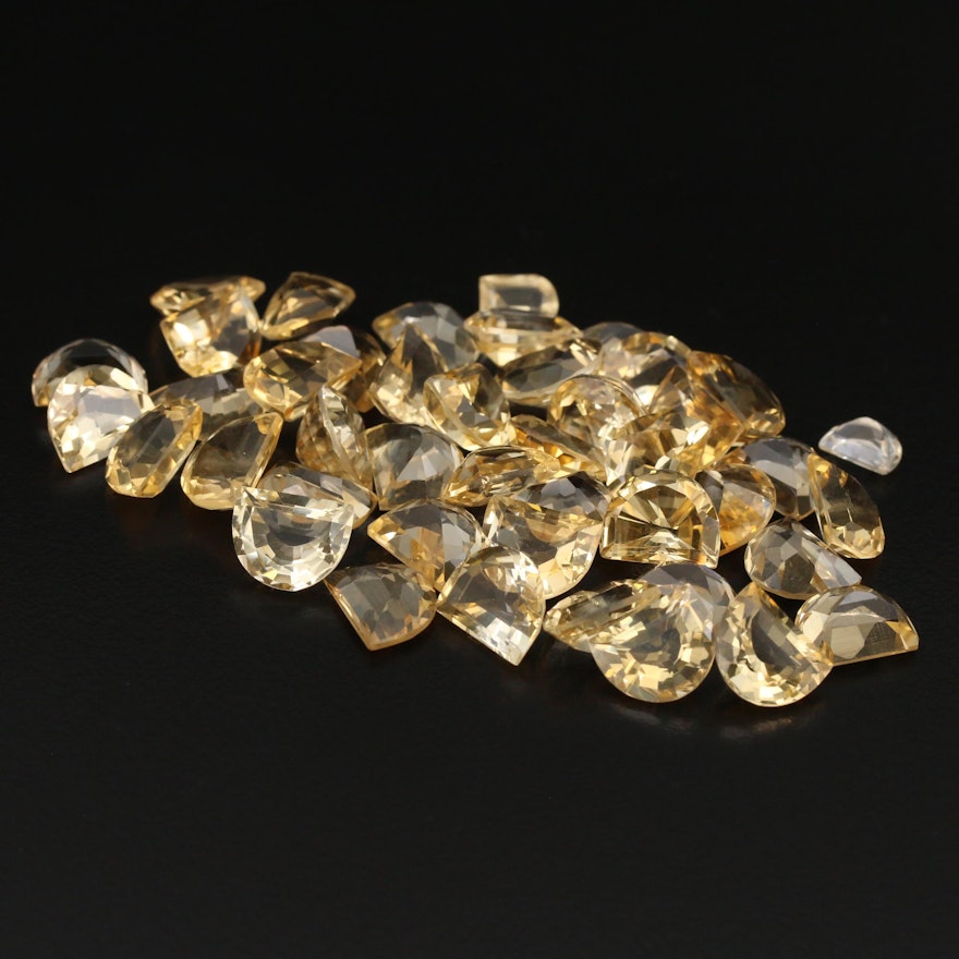 Loose 108.93 CTW Half Moon Faceted Citrine