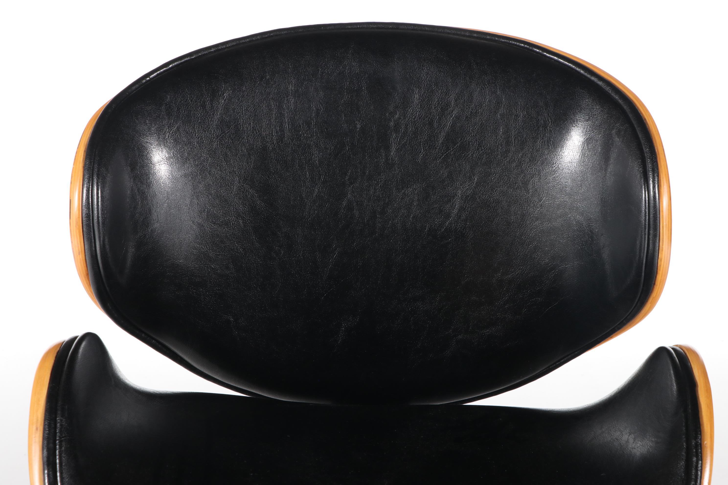 Anji Senda Modernist Style Chrome and Laminated Wood Adjustable Bar Stool