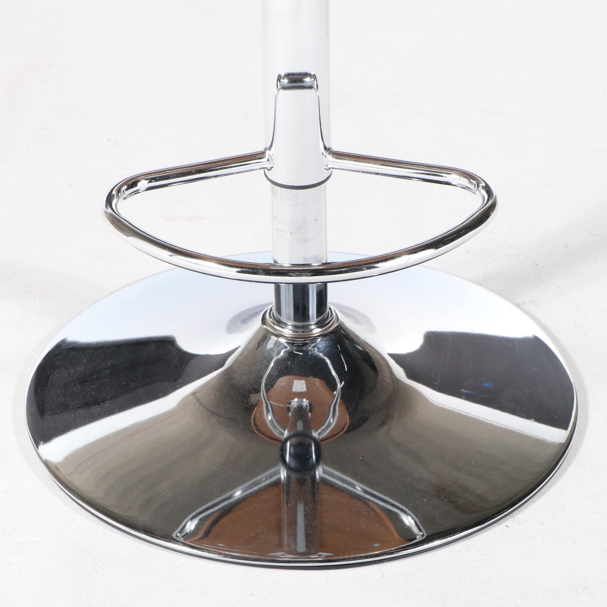 Anji Senda Modernist Style Chrome and Laminated Wood Adjustable Bar Stool