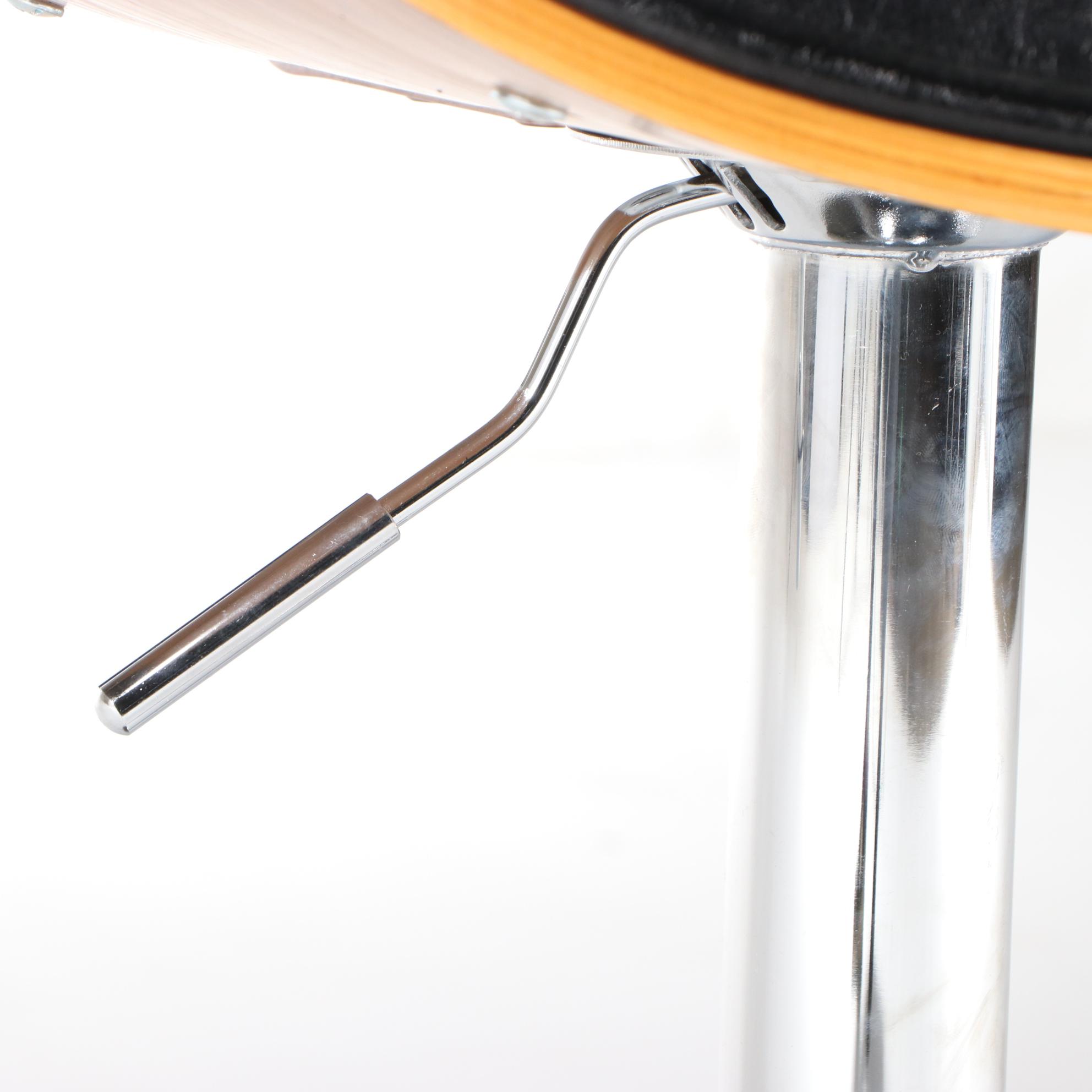 Anji Senda Modernist Style Chrome and Laminated Wood Adjustable Bar Stool