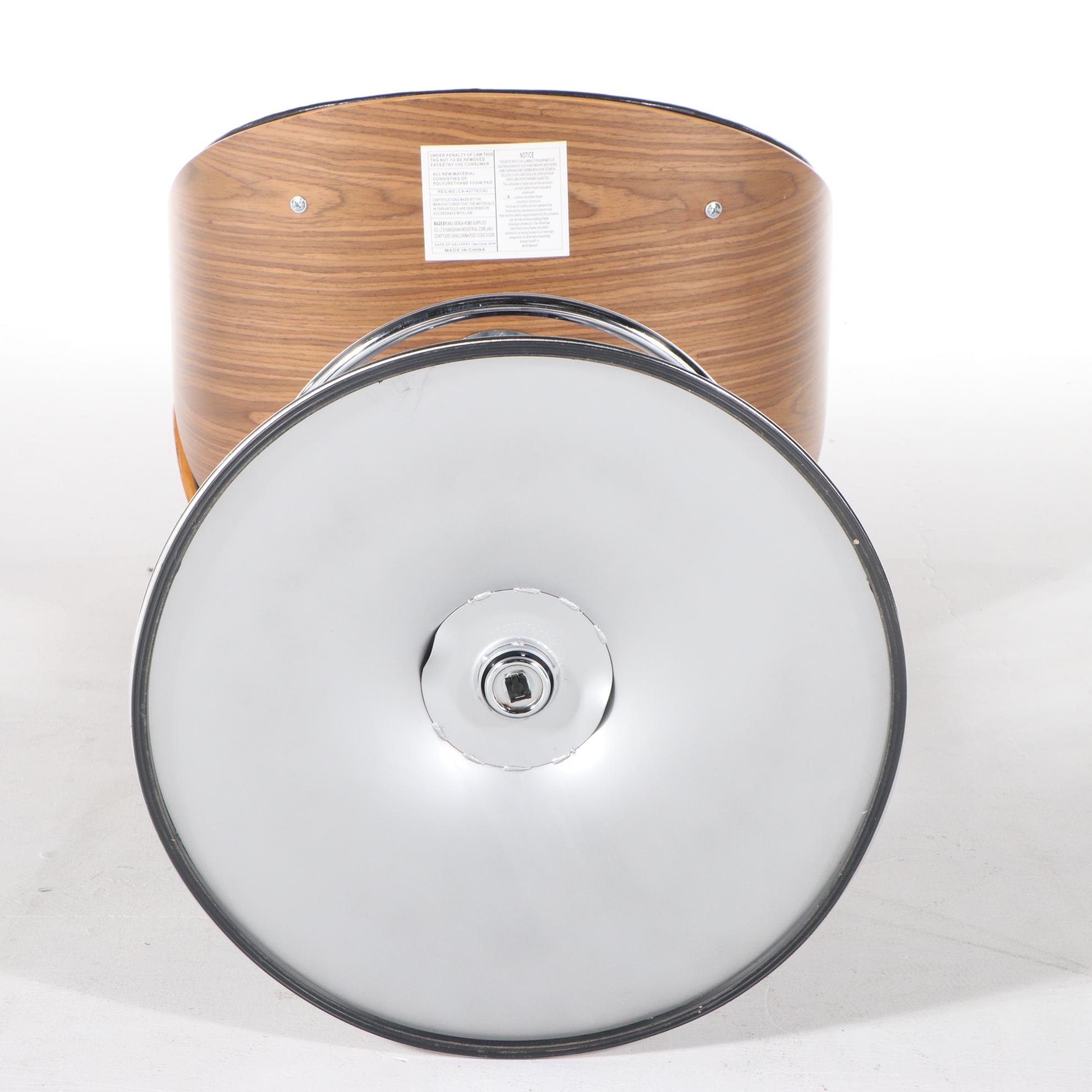 Anji Senda Modernist Style Chrome and Laminated Wood Adjustable Bar Stool