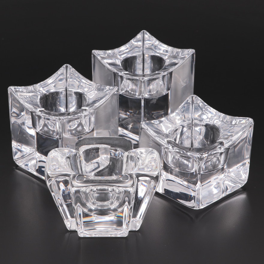 Orrefors "Max" and "Polaris" Crystal Votive Candle Holders