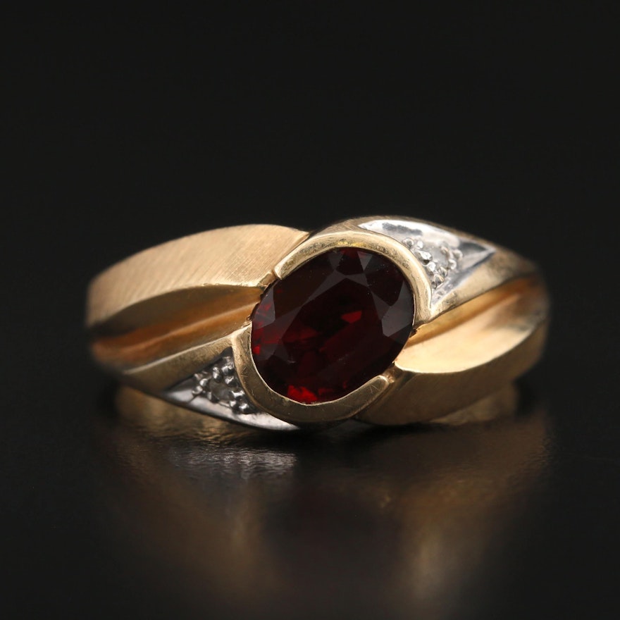 10K Garnet and Diamond Ring