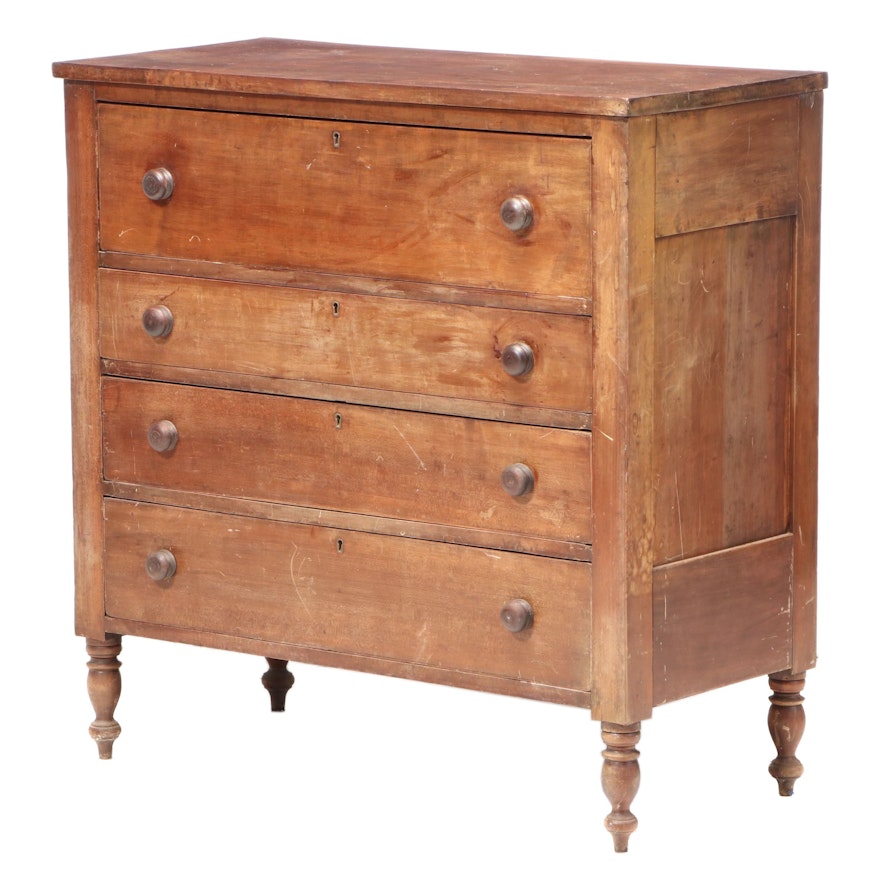 Late Federal Cherrywood Four-Drawer Chest, Second Quarter 19th Century