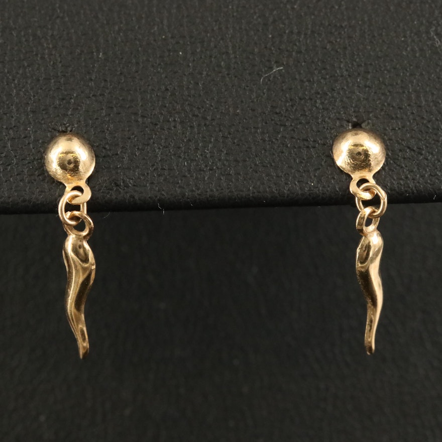 14K Italian Horn Earrings