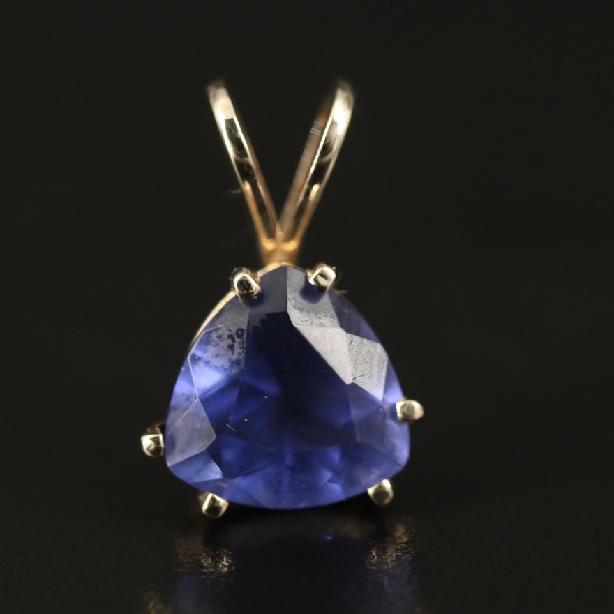 14K Faceted Glass Pendant