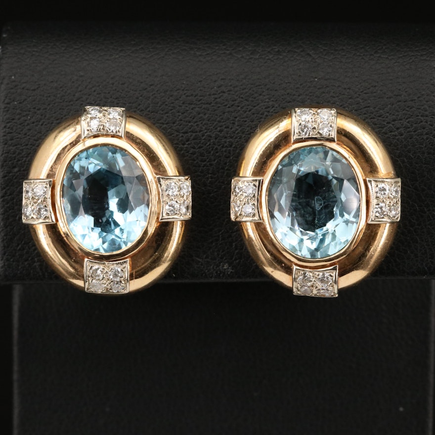 14K Topaz and Diamond Non-Pierced Earrings