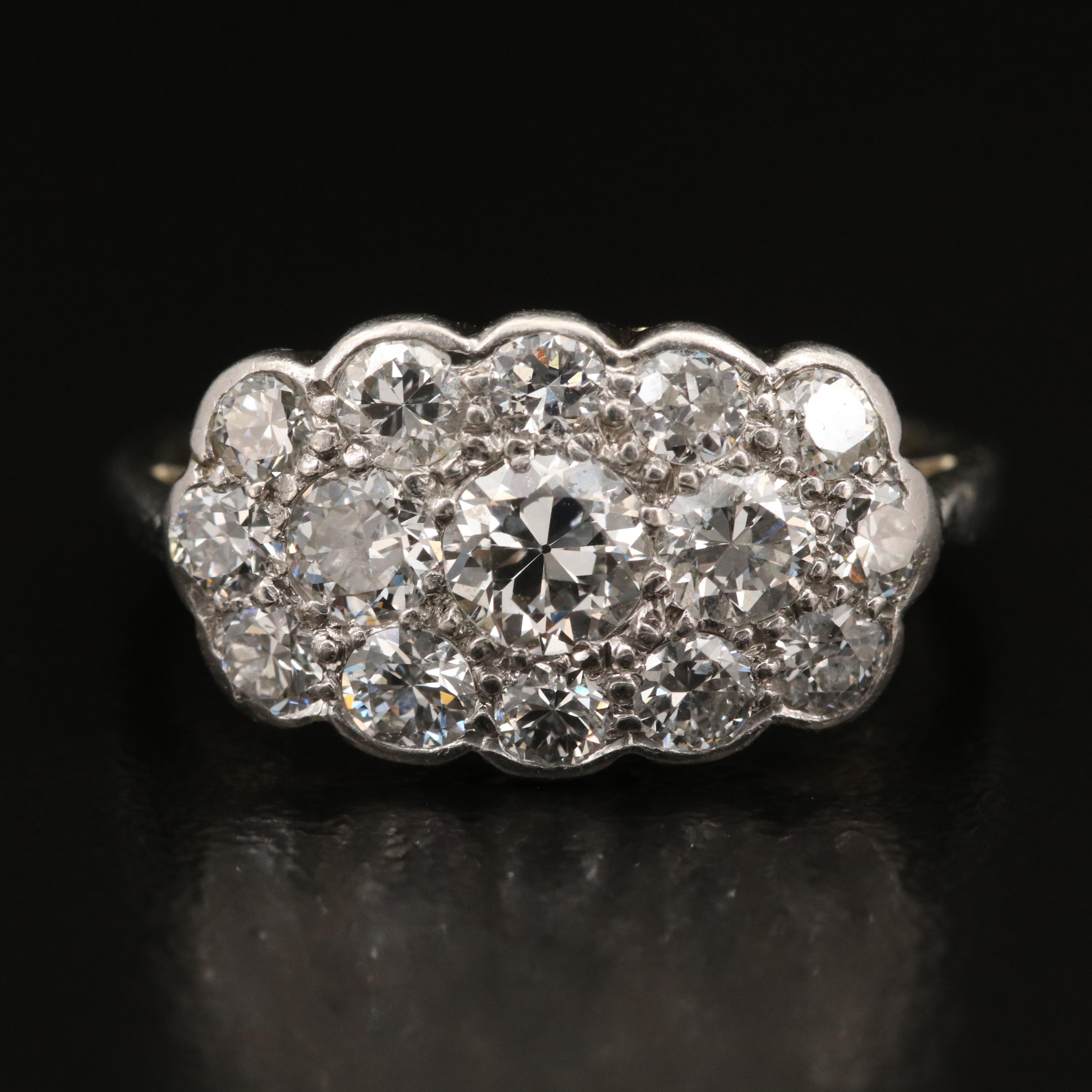 Vintage Platinum, 18K and 14K 1.30 CTW Diamond Ring