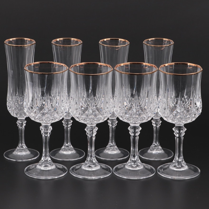 Cristal D’Arques-Durand "Longchamp Gold" Goblets and Flutes