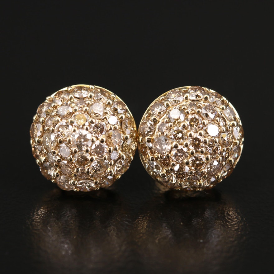 14K 1.98 CTW Diamond Cluster Dome Earrings