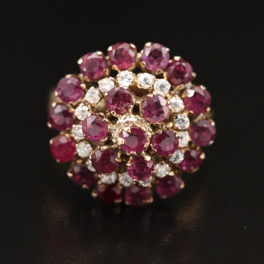 14K Ruby and Cubic Zirconia Tiered Ring