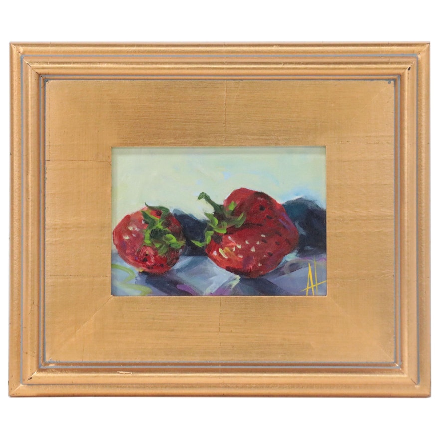 Anne Thouthip Still Life Acrylic Painting of Strawberries