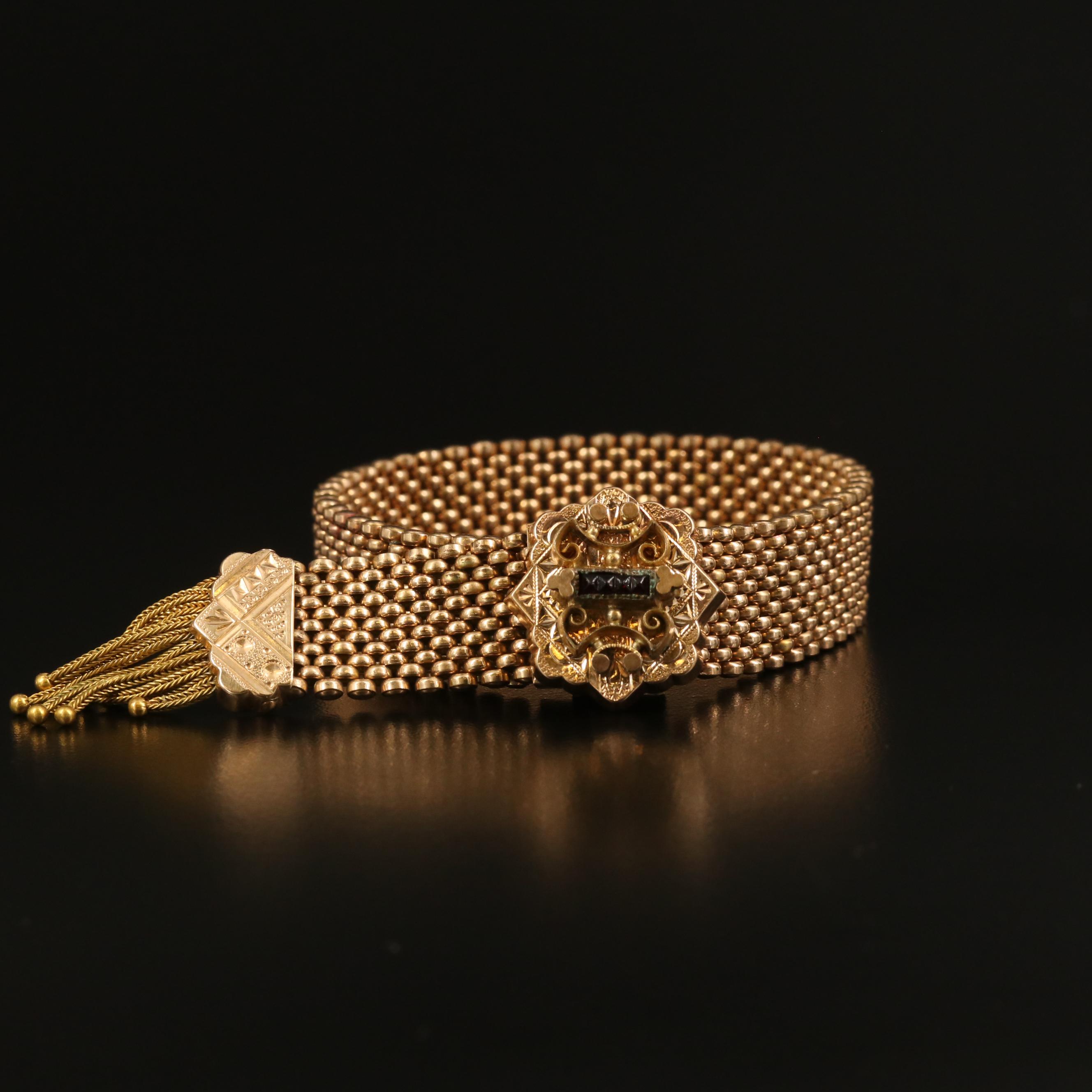 Mid Victorian Slide Bracelet with Foxtail Fringe