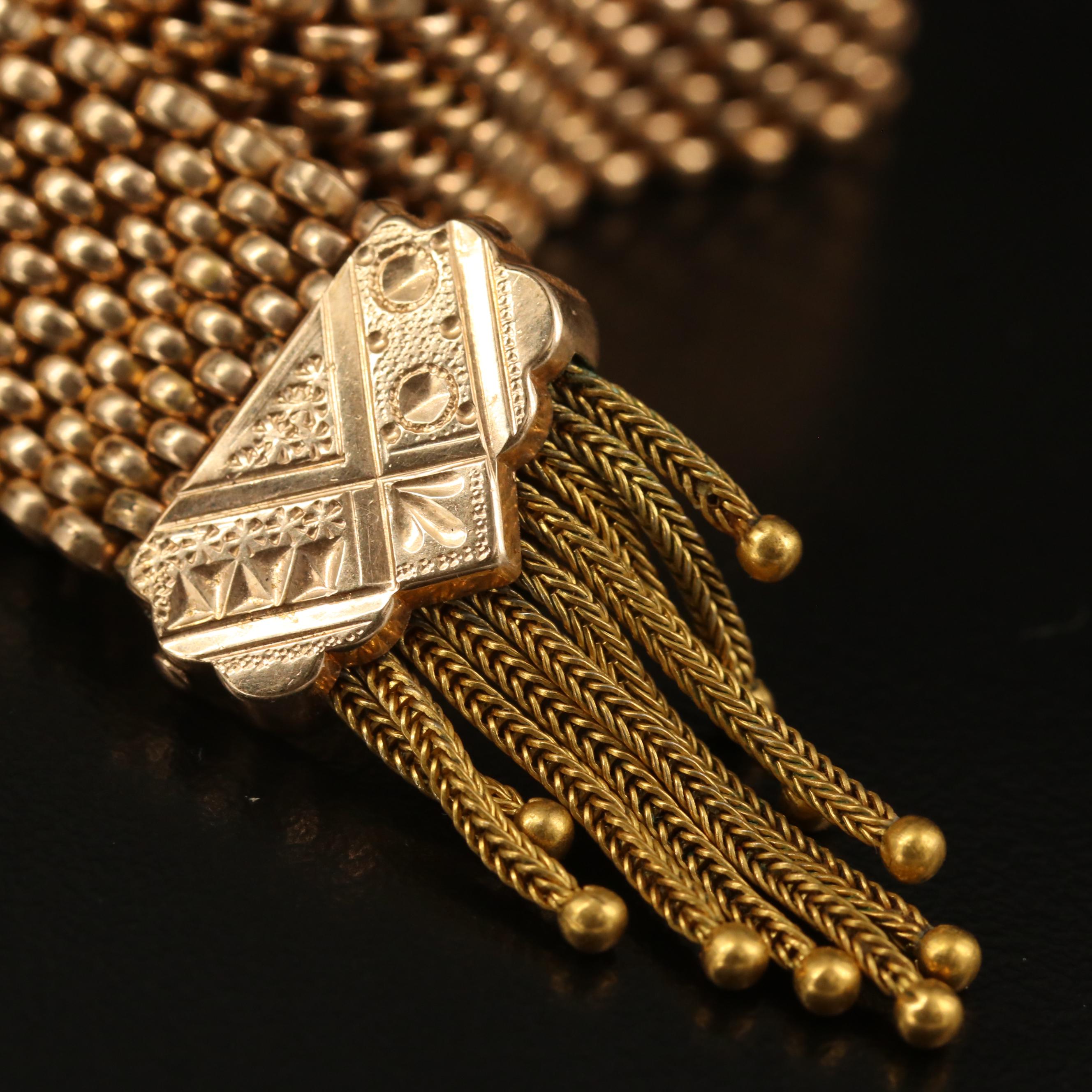 Mid Victorian Slide Bracelet with Foxtail Fringe