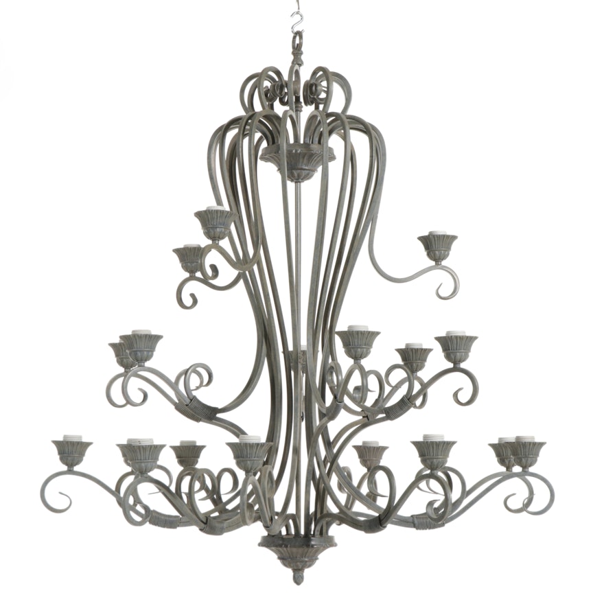 Rustic Wrought Metal 18-Arm Chandelier