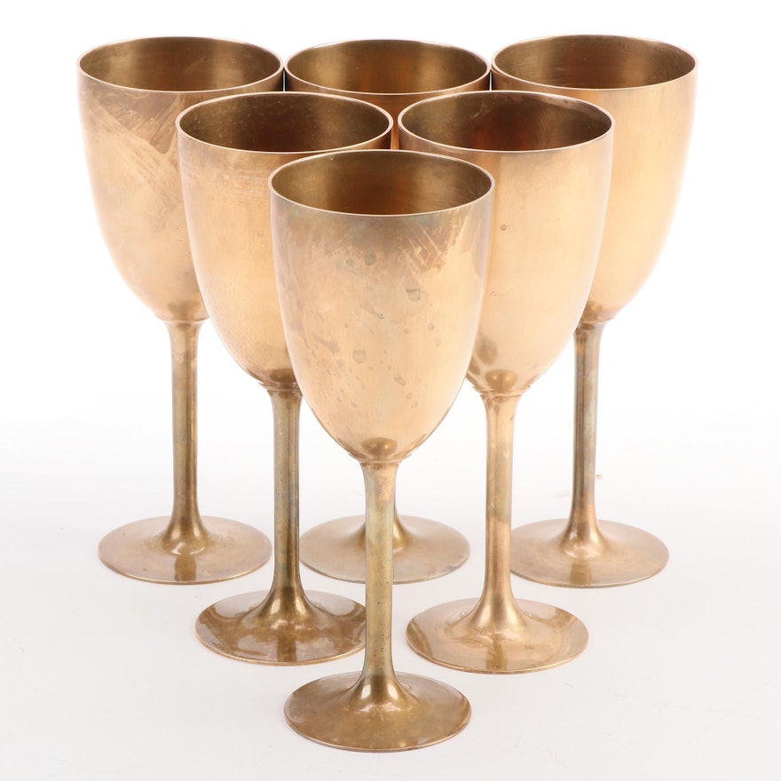 Brass Wine Goblets, Mid to Late 20th Century