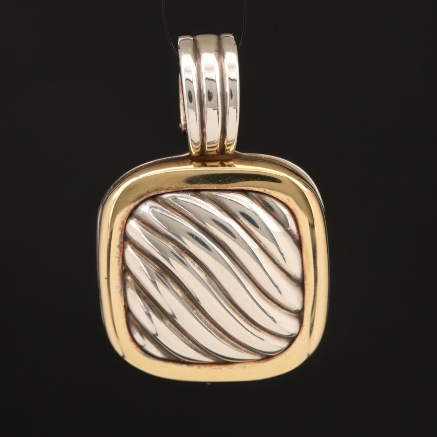 David Yurman Sterling Cable Locket Enhancer with 18K Accent
