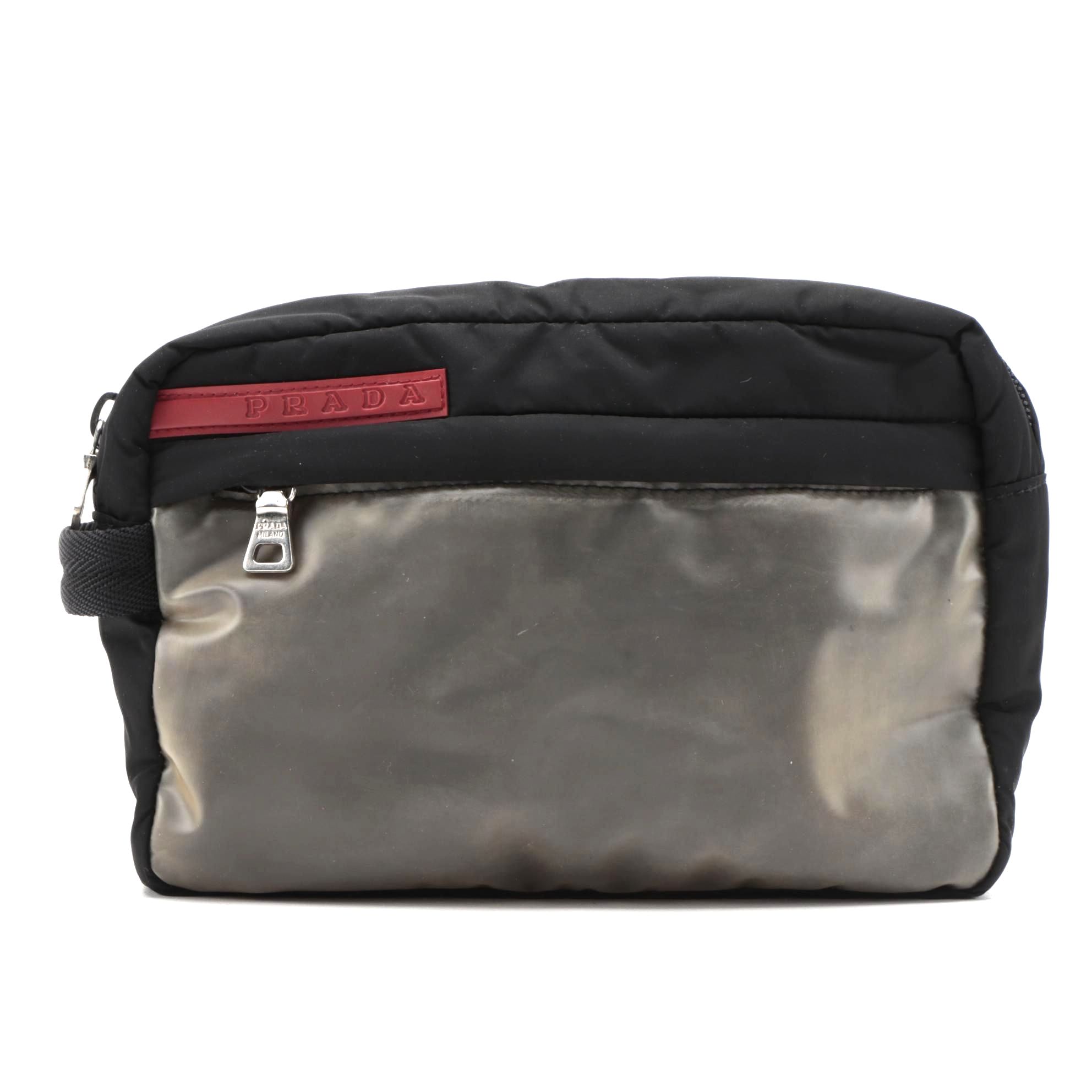Prada Necessaire Pouch in Luna Rossa Tessuto Nylon and Piuma Latex