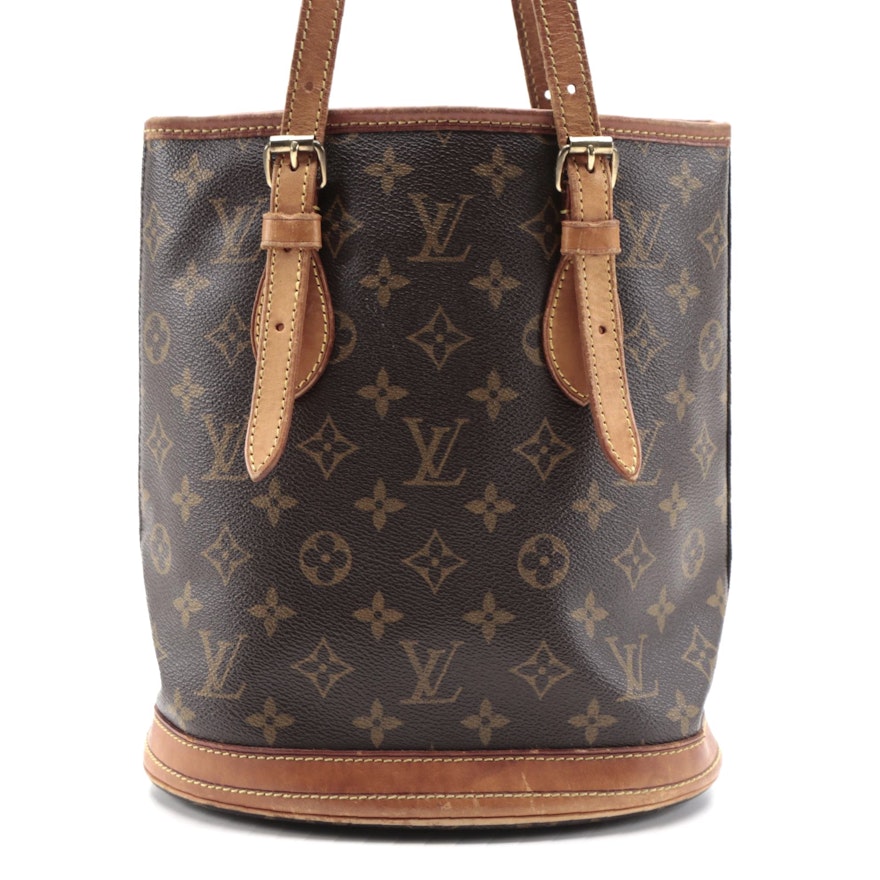 Louis Vuitton Petit Bucket Bag in Monogram Canvas and Vachetta Leather Trim