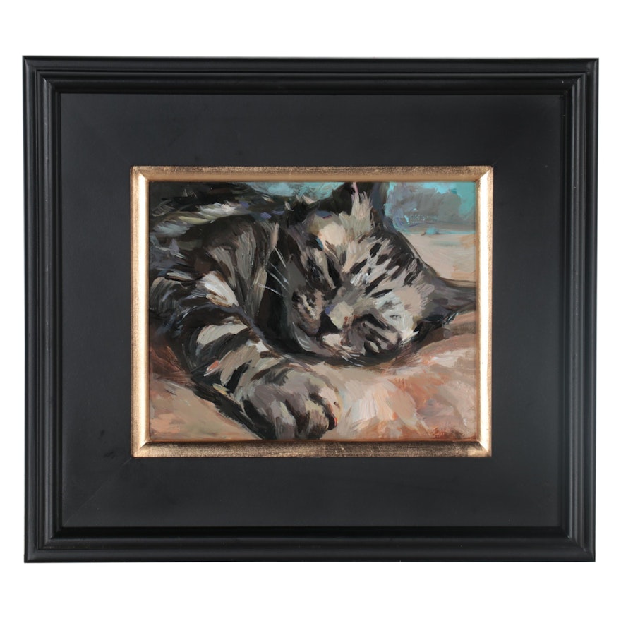 Adam Deda Oil Painting "Study of a Tabby Cat," 2021