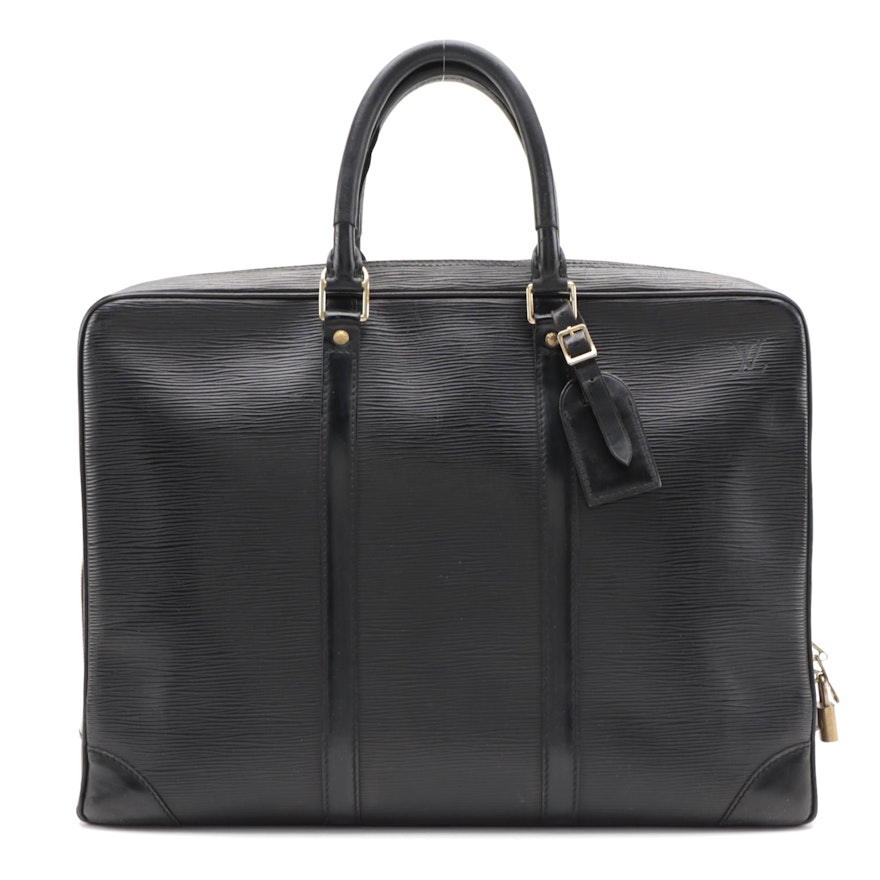 Louis Vuitton Porte-Documents Voyage Briefcase in Black Epi Leather