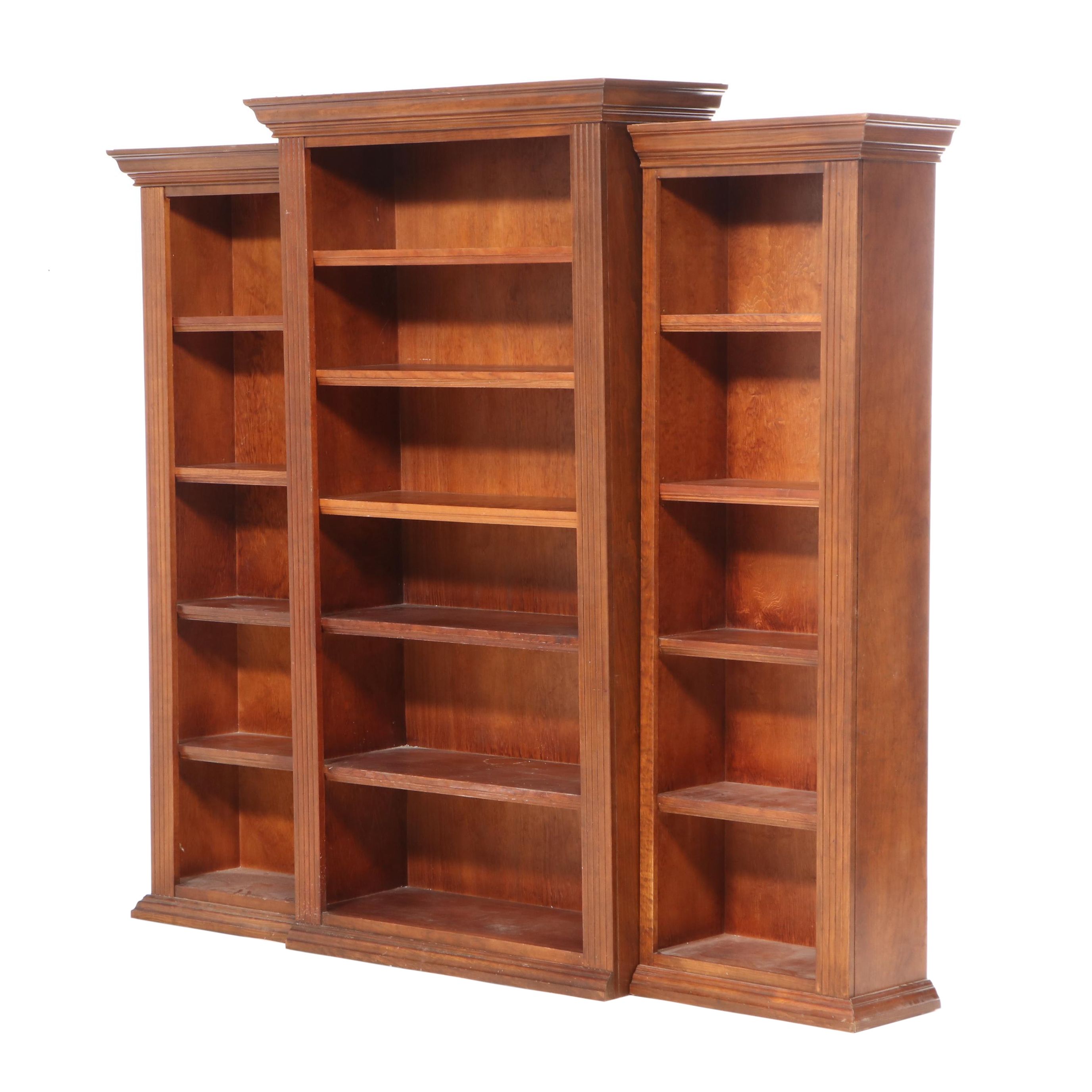 Three-Piece Derimasa Stained Wood Library Bookcase, Late 20th Century