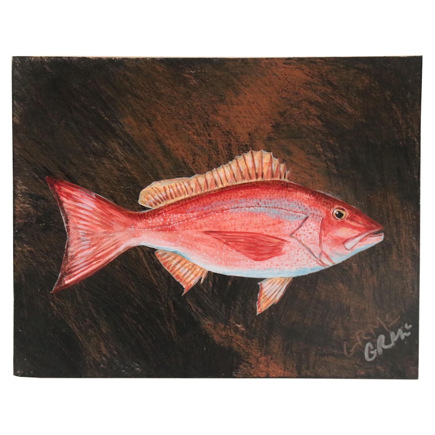 George McElveen Wildlife Art Acrylic Painting "Red Snapper," 2020