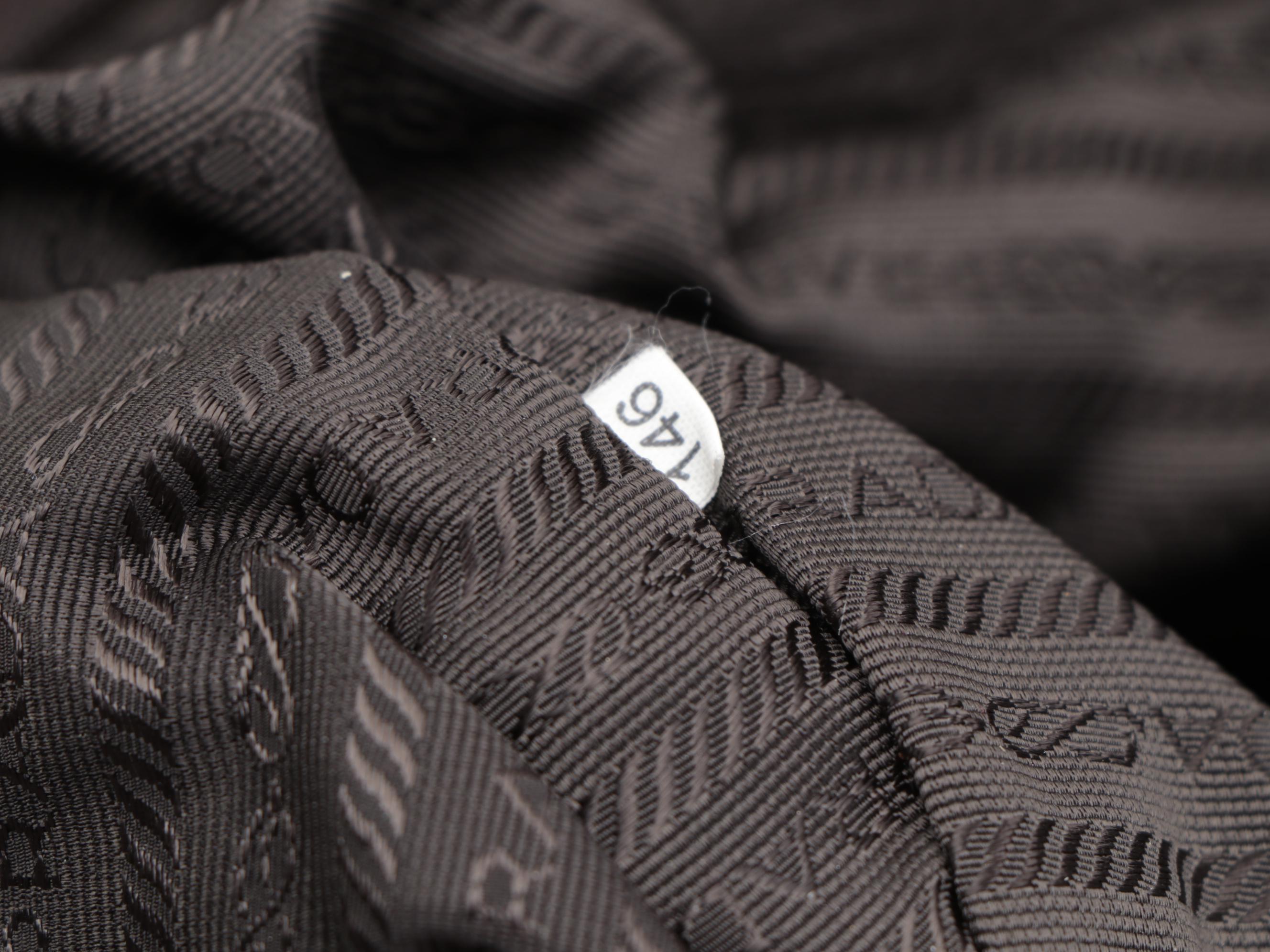 Prada Zippered Briefcase Bag in Canapa Canvas with Leather Trim