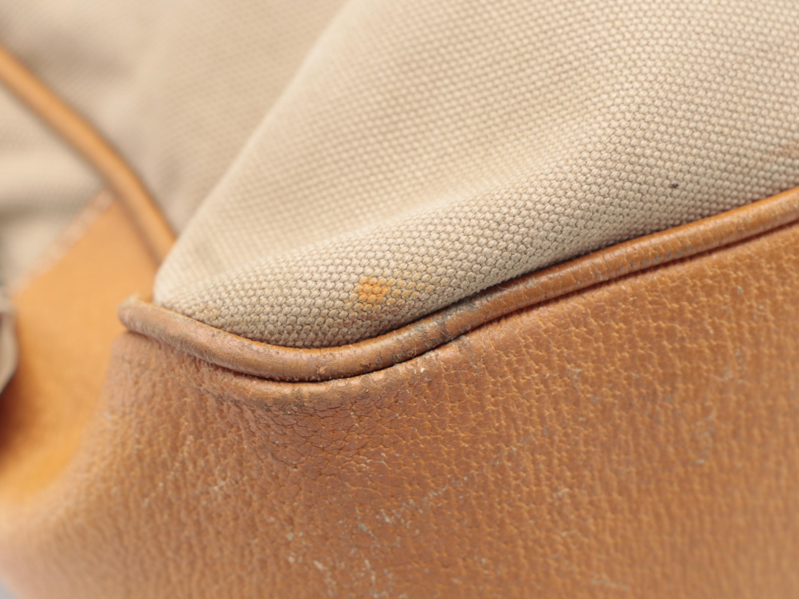 Prada Zippered Briefcase Bag in Canapa Canvas with Leather Trim